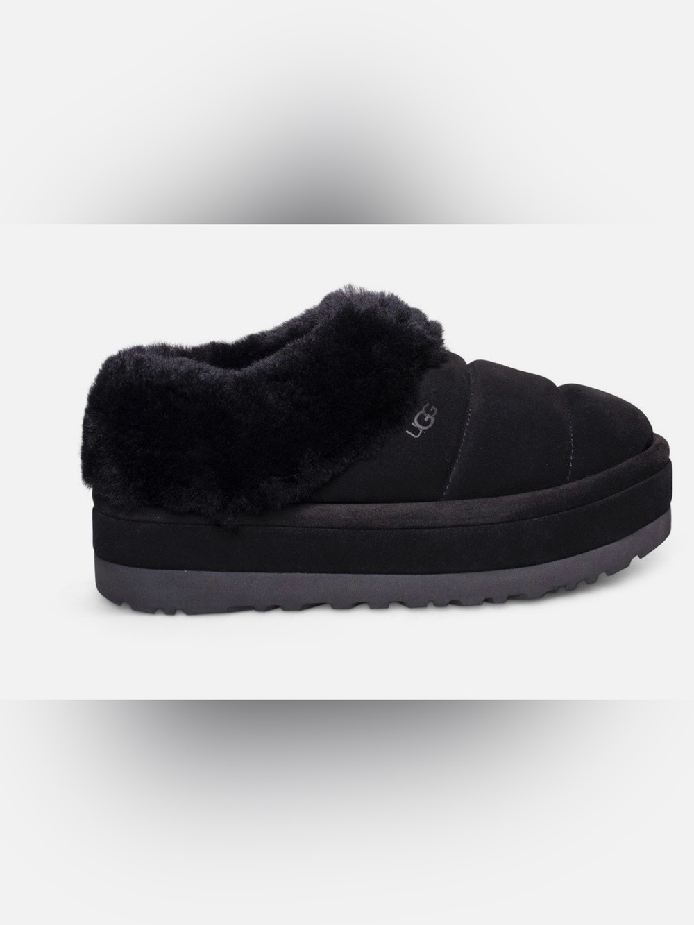 NWOT UGG Tazzlita Suede Shearling Platform Slippers